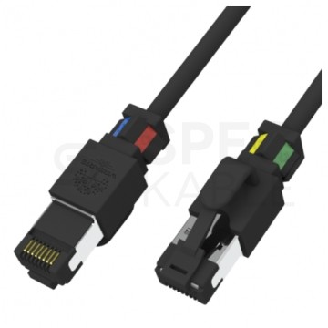 Patchcord U/UTP kat.6A LSOH kabel sieciowy LAN 2x RJ45 czarny z obrotowych klipsem identyfikacyjnym 0,25m WireArte MagicTouch