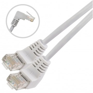 Patchcord UTP kat.5e kabel sieciowy LAN 2x RJ45 kątowy linka biały 2m Goobay