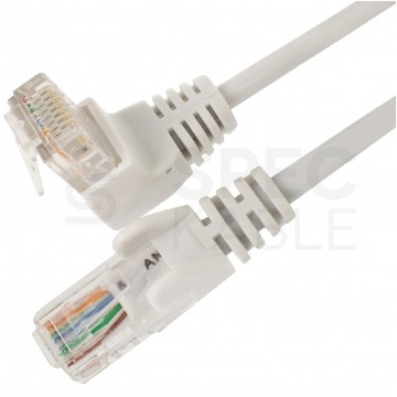 Patchcord UTP kat.5e kabel sieciowy LAN 2x RJ45 kątowy linka biały 3m