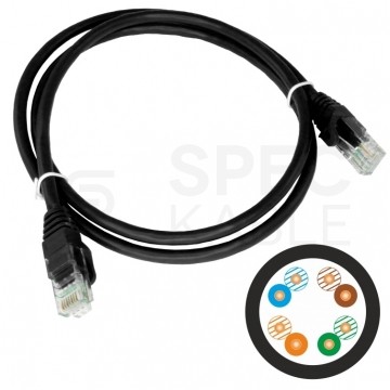 Patchcord UTP kat.5e kabel sieciowy LAN 2x RJ45 linka czarny 0,25m Alantec