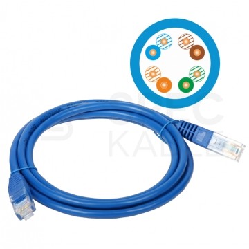 Patchcord UTP kat.5e kabel sieciowy LAN 2x RJ45 linka niebieski 0,25m Alantec