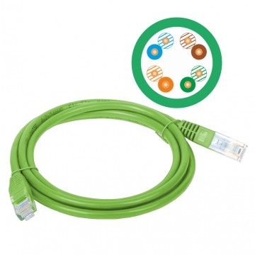 Patchcord UTP kat.5e kabel sieciowy LAN 2x RJ45 linka zielony 0,25m Alantec