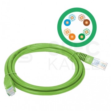 Patchcord UTP kat.5e kabel sieciowy LAN 2x RJ45 linka zielony 0,25m Alantec