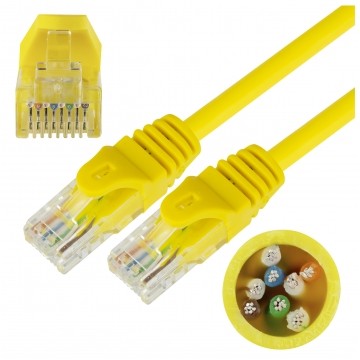 Patchcord UTP kat.5e kabel sieciowy LAN 2x RJ45 linka żółty 1,5m NEKU