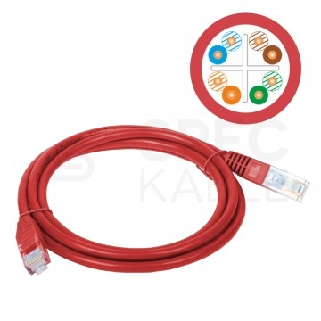 Patchcord UTP kat.6 kabel sieciowy LAN 2x RJ45 linka czerwony 0,25m Alantec