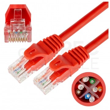 Patchcord UTP kat.6 kabel sieciowy LAN 2x RJ45 linka czerwony 1m NEKU