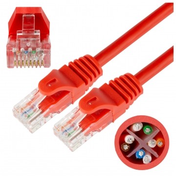 Patchcord UTP kat.6 kabel sieciowy LAN 2x RJ45 linka czerwony 5m NEKU