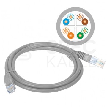 Patchcord UTP kat.6 kabel sieciowy LAN 2x RJ45 linka szary 0,25m Alantec