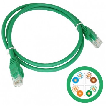 Patchcord UTP kat.6 kabel sieciowy LAN 2x RJ45 linka zielony 0,25m Alantec