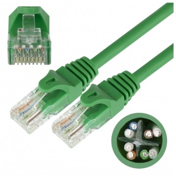 Patchcord UTP kat.6 kabel sieciowy LAN 2x RJ45 linka zielony 1m NEKU