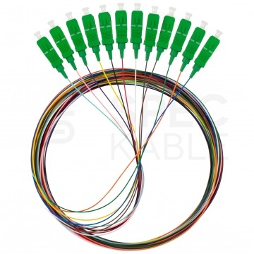 Pigtail światłowodowy FO SM SC/APC 9/125 1,5m Zestaw 12 sztuk kolorowe NEKU