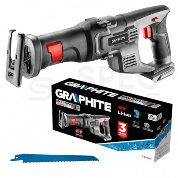 Piła, pilarka szablasta akumulatorowa 18V do cięcia drewna, metalu i tworzyw sztucznych bez akumulatora ENERGY+ GRAPHITE 58G017