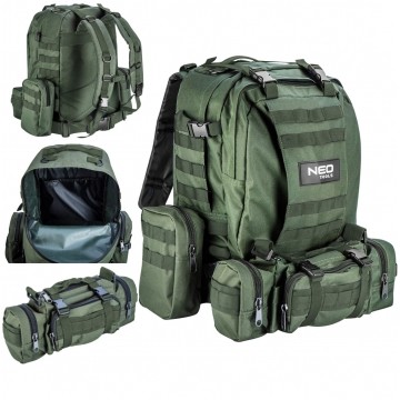 Plecak survivalowy, taktyczny 40l + dodatkowe torby 4w1 600D ciemna zieleń NEO 84-326
