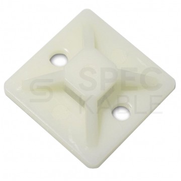 Podstawki montażowe samoprzylepne MOPS 25x25mm białe 100szt. do opasek zaciskowych TECHNOPLASTIK
