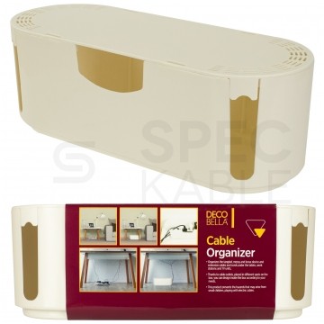 Pojemnik Organizer BOX kremowy na kable, listwy, ładowarki itp.
