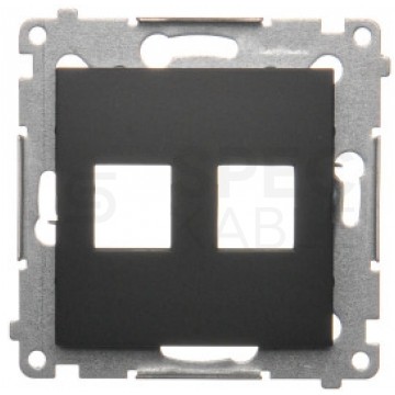 Pokrywa gniazd Keystone podwójna SIMON 54 na 2 gniazda komputerowe LAN RJ45 czarna matowa Kontakt Simon DKP2.01/49