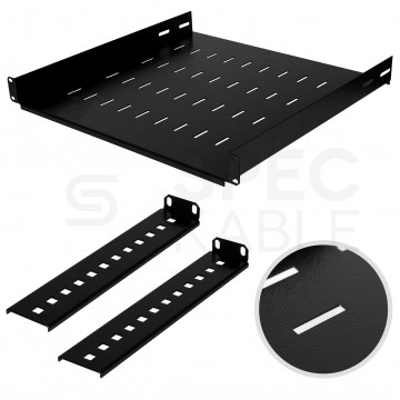 Półka regulowana do szafy RACK 19" 1U 450mm czarna Polska Szafa Rack