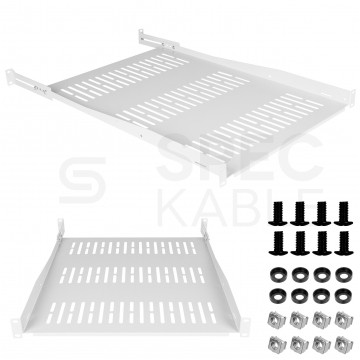Półka regulowana do szafy RACK 19" 1U 650mm (750mm) szara NEKU