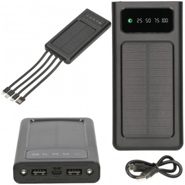 Powerbank solarny 10000mAh 2x USB typ-A + Usb typ-C + micro-USB + Lightning Extralink Solar Power z wbudowanym panelem PV 1W