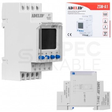 Programator czasowy astronomiczny na szynę TH-35 1P (230V AC), 1-modułowy ADELID