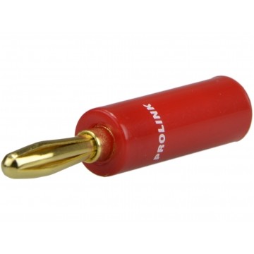 PROLINK Premium TBC-054 Wtyk głośnikowy typu BANAN skręcany prosty pozłacany czerwony