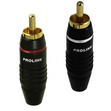 PROLINK Premium TRC-019 Wtyki RCA typu CINCH skręcane proste pozłacane 2szt. czarny + czerwony