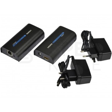 Przedłużacz HDMI na kabel LAN kat.6 (skrętkę) Konwerter aktywny HDMI LAN Komplet (nadajnik TX + odbiornik RX)