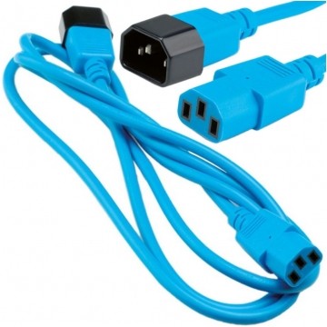 Przedłużacz komputerowy Kabel zasilający (230V 10A) do komputerów i zasilaczy UPS złącza IEC320 (C14 / C13) niebieski 3m