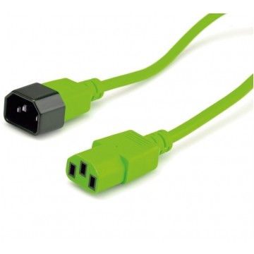 Przedłużacz komputerowy Kabel zasilający (230V 10A) do komputerów i zasilaczy UPS złącza IEC320 (C14 / C13) zielony 0,8m