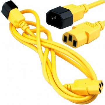 Przedłużacz komputerowy Kabel zasilający (230V 10A) do komputerów i zasilaczy UPS złącza IEC320 (C14 / C13) żółty 0,8m