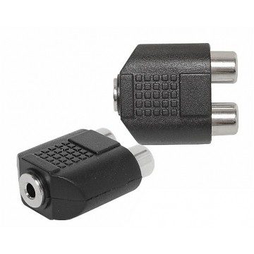 Przejście Adapter Audio AUX mini Jack 3,5mm Stereo (gniazdo) / 2x RCA Cinch (gniazdo) czarny