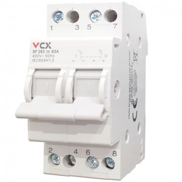 Przełącznik modułowy instalacyjny wyboru zasilania sieci 1-0-2 2P 63A SF463 VCX