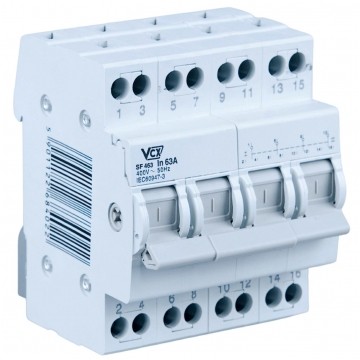 Przełącznik modułowy instalacyjny wyboru zasilania sieci 1-0-2 4P 63A SF463 VCX