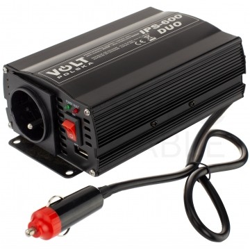 Przetwornica napięcia 12V/24V / 230V samochodowa SINUS modyfikowany 300/600W + gniazdo USB VOLT IPS-600 DUO