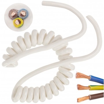 Przewód OMY spiralny 3x0,75mm2 kabel H03VVH8-F biały 0,16m / 0,9m