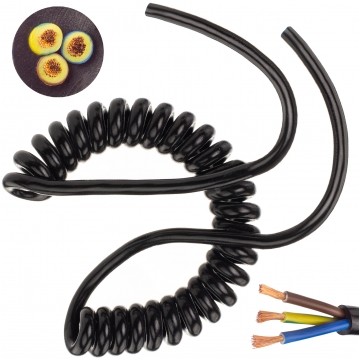 Przewód OMY spiralny 3x0,75mm2 kabel H03VVH8-F czarny 0,16m / 0,9m