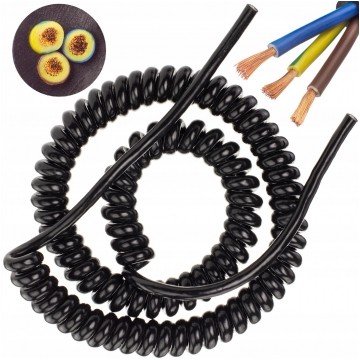 Przewód OMY spiralny 3x0,75mm2 kabel H03VVH8-F czarny 0,55m / 2,7m