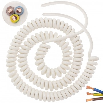 Przewód OMY spiralny 3x1,5mm2 kabel H03VVH8-F biały 0,8m / 3,3m