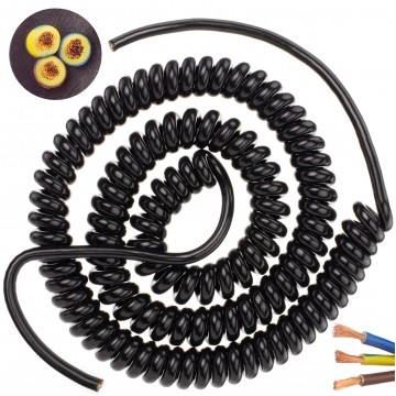 Przewód OMY spiralny 3x1,5mm2 kabel H03VVH8-F czarny 0,8m / 3,3m