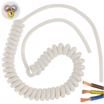 Przewód OMY spiralny 3x1mm2 kabel H03VVH8-F biały 0,3m / 1,4m