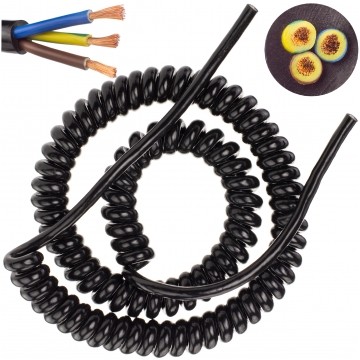 Przewód OMY spiralny 3x1mm2 kabel H03VVH8-F czarny 0,55m / 2,7m