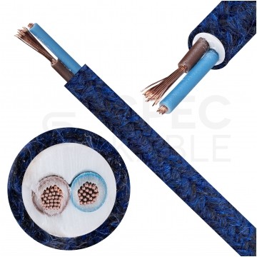 Przewód prądowy H03VV-F / OMY 300V 2x0,75 kabel w oplocie granatowy moher linka