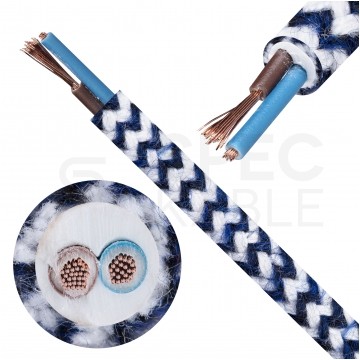 Przewód prądowy H03VV-F / OMY 300V 2x0,75 kabel w oplocie jodełka granatowa linka