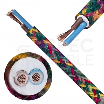 Przewód prądowy H03VV-F / OMY 300V 2x0,75 kabel w oplocie wiosenny las linka