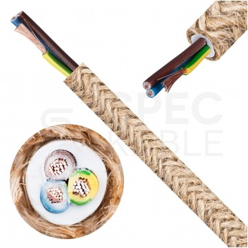 Przewód prądowy H03VV-F / OMY 300V 3x0,75 kabel w oplocie jutowym linka