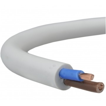Przewód prądowy H05VV-F / OWY 500V 2x1 warsztatowy biały linka Elektrokabel