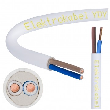 Przewód prądowy YDY / NYM-J 450/750V 2x1,5 okrągły drut Elektrokabel