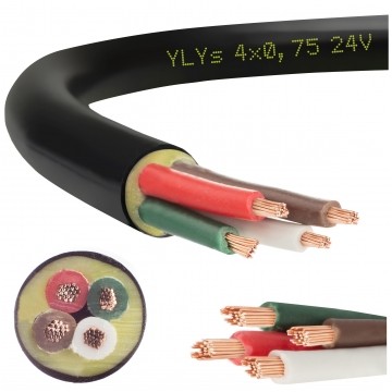 Przewód przyczepowy samochodowy YLYs 4x0,75 24V Elektrokabel