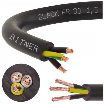 Przewód sterowniczy prądowy BiT 500 Black FR 300/500V 3x1,5 linka do ziemi Bitner