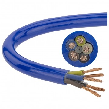 Przewód zasilający sterowniczy elastyczny PUR H05BQ-F 300/500V 5x0,75 niebieski Elektrokabel